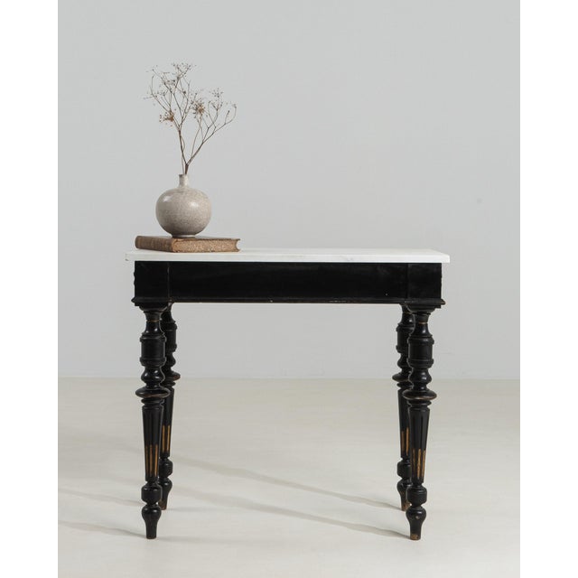 19th Century France Black Wood Console Table For Sale - Image 9 of 11