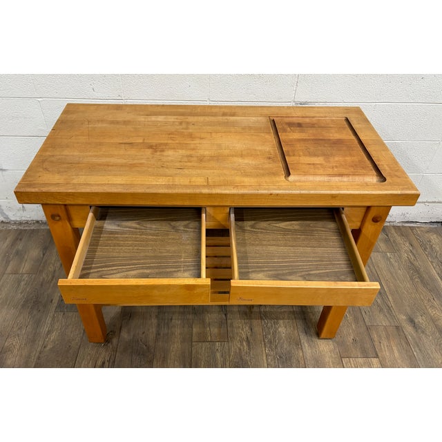 Le Gourmand Kitchen Island Butcher Block Table With Storage For Sale - Image 10 of 15