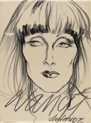Antonio Lopez Charcoal Drawing of Nancy North C. 1980s