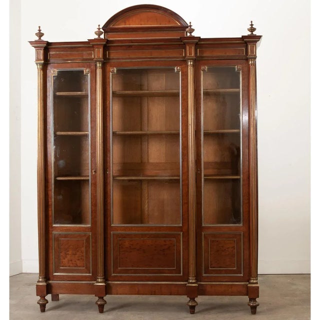 French 19th Century French Louis XVI Style Mahogany Bibliotheque For Sale - Image 3 of 12