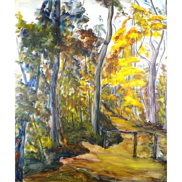 Paysage d'Alsace - Original Tempera and Watercolor on Paper by M. Frouin Mid 1900 For Sale - Image 4 of 4