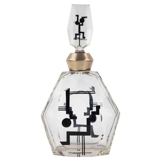 Art Deco Bohemian Glass Bottle, Europe, 1930s For Sale - Image 6 of 6