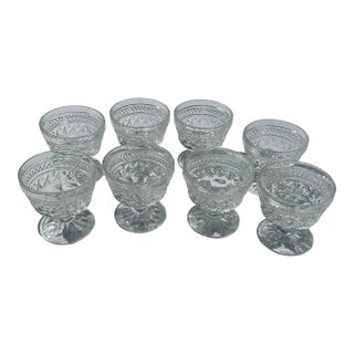1970s Mid Century Modern Collection of Crystal Detailed Glasses- Set of 8 For Sale