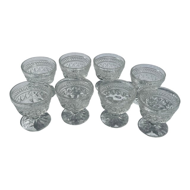 1970s Mid Century Modern Collection of Crystal Detailed Glasses- Set of 8 For Sale