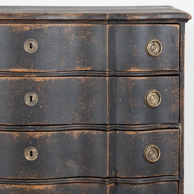 Late 18th Century Danish Black Painted Oak Rococo Chest of Four Drawers For Sale - Image 10 of 15