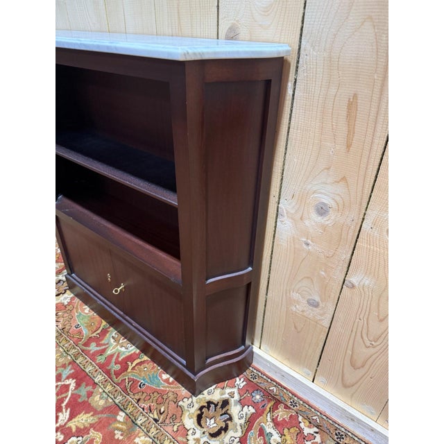 1980s Low Mahogany Bookcase with Marble Top, 1980s For Sale - Image 5 of 8