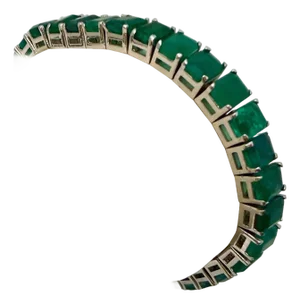 40 Ct Natural Emerald Cut Emerald Cocktail Tennis Bracelet 14 Kt White Gold 7.5"