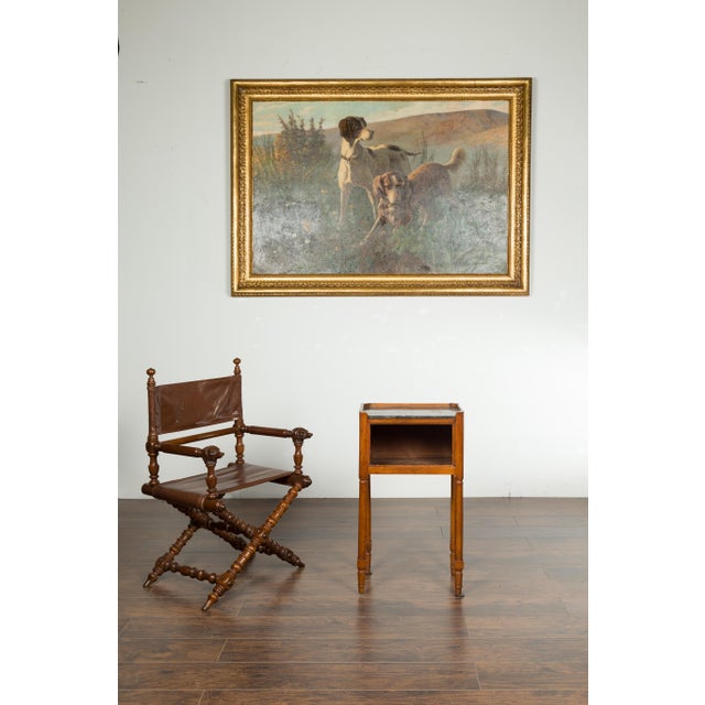 19th Century Petite French 19th Century Walnut Table with Open Shelf and Black Marble Top For Sale - Image 5 of 12