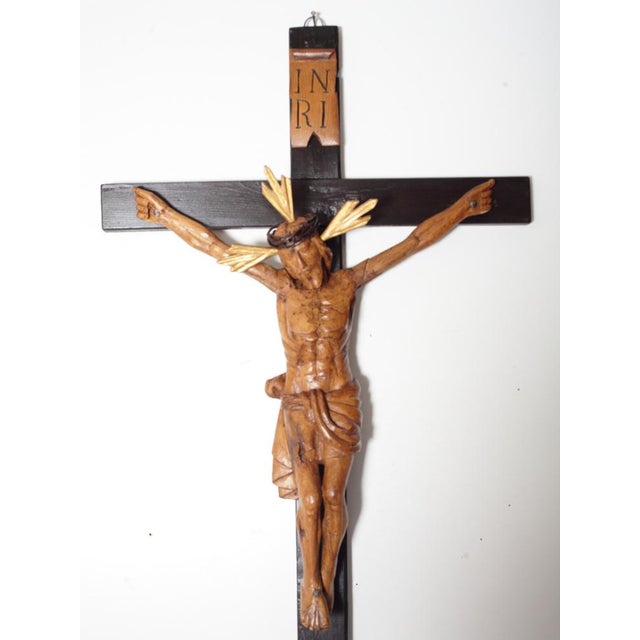 Late 19th Century Linden Wood Carved Crucifix, Bohemia, 1800s For Sale - Image 5 of 15