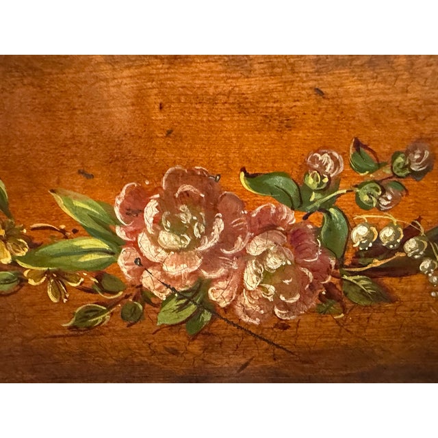 18th Century French Hand Painted Walnut & Leather Side Table For Sale - Image 13 of 14