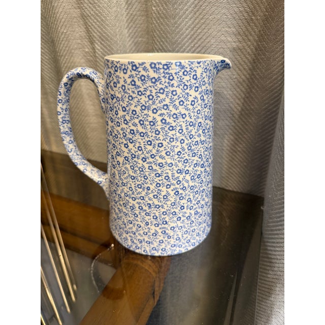 Gorgeous Ralph Lauren style Staffordshire, 2 Pint, porcelain blue and white floral design pitcher. Marked Staffordshire...