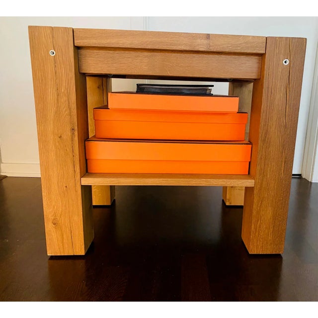 Contemporary European White Solid Oak Side Table For Sale - Image 3 of 12