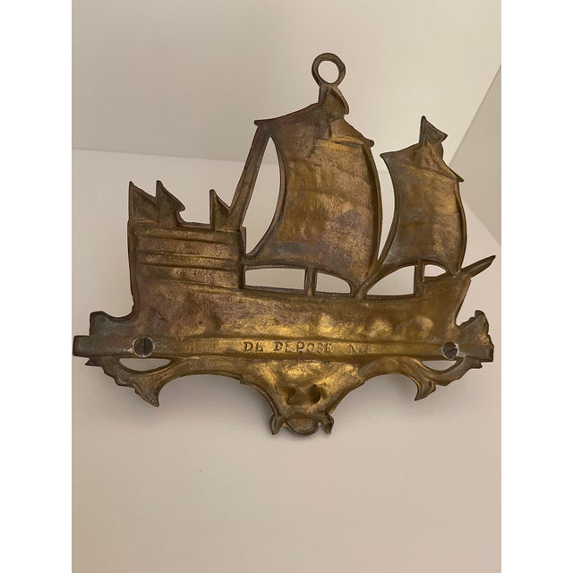 Antique French Cast Brass “Galleon” Sculpural Wall Rack - DL Déposé No. 5 For Sale - Image 11 of 12