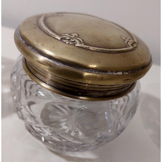 Silver Antique Crystal and Silver Vanity Set, 1920s, Set of 3 For Sale - Image 8 of 18