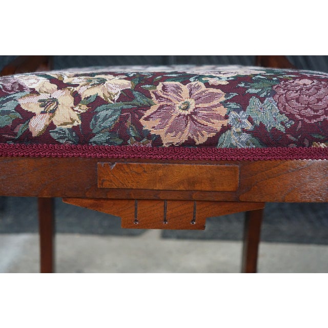 Antique Victorian Eastlake Walnut Burl Carved Parlor Chair Tapestry Fabric For Sale - Image 10 of 18
