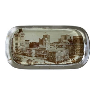 1900s Antique Architectural Photograph Paper Weight of New York City Hall, Manhattan For Sale