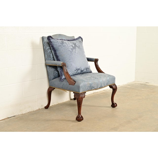 Kittinger Kittinger Chippendale Carved Mahogany Open Arm Library Chair For Sale - Image 4 of 18