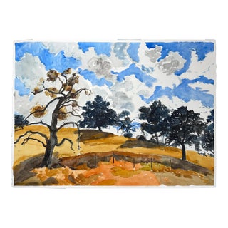 “a Golden Day” California Landscape Watercolor by Mary Alice Copp 2023 For Sale