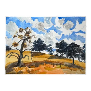 “A Golden Day” California Landscape Watercolor by Mary Alice Copp 2023 -
