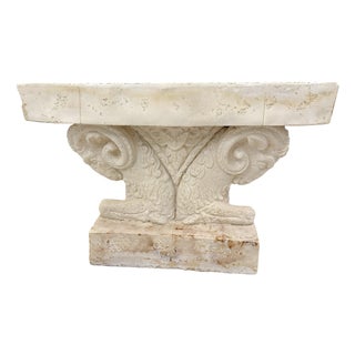 Vintage Neoclassical Style Double Rams Head Console Table For Sale
