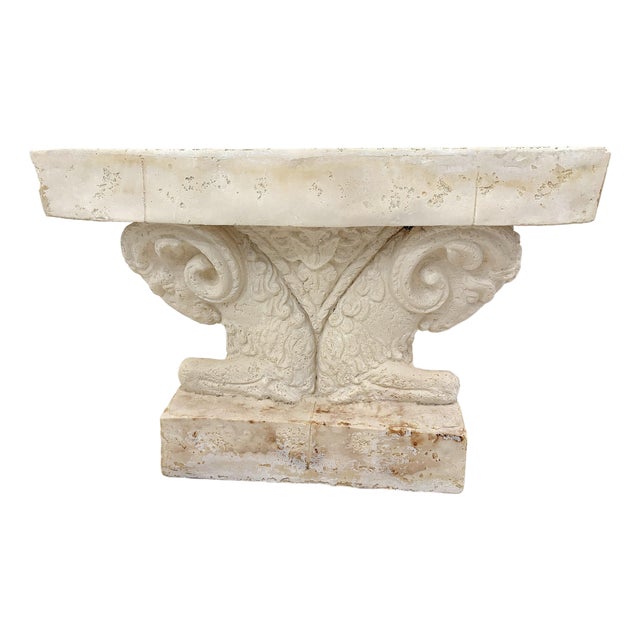 Vintage Neoclassical Style Double Rams Head Console Table For Sale