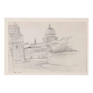 Mino Maccari, View of Pisa, Pencil Drawing on Paper, 1927 For Sale
