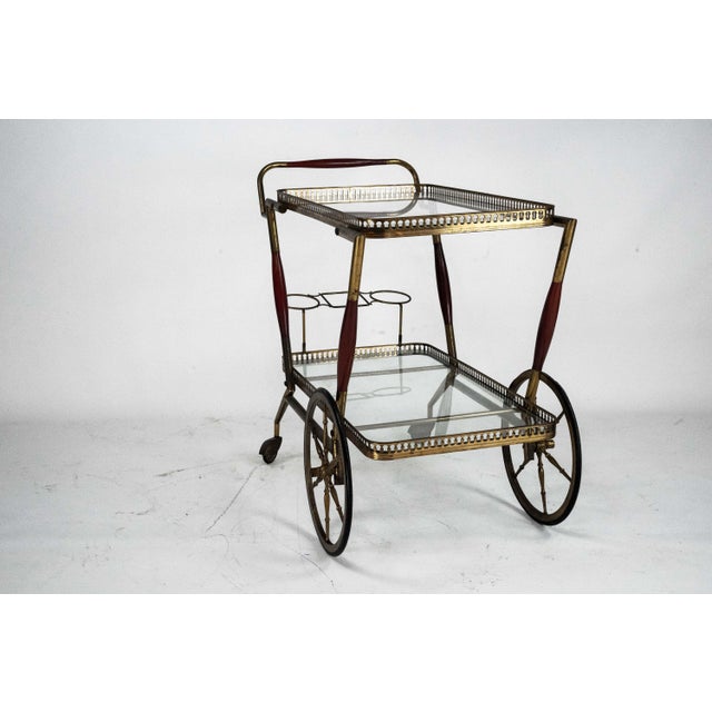 Mid-Century Italian Brass and Glass Bar Cart from Cesare Lacca, Italy, 1950s For Sale - Image 13 of 14
