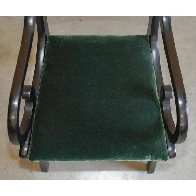 Wood Vintage English Regency Green Velvet Dining Chairs, Set of 6 For Sale - Image 7 of 18