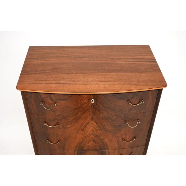 Vintage Danish Walnut and Brass Chest of Drawers, 1960s For Sale - Image 10 of 13