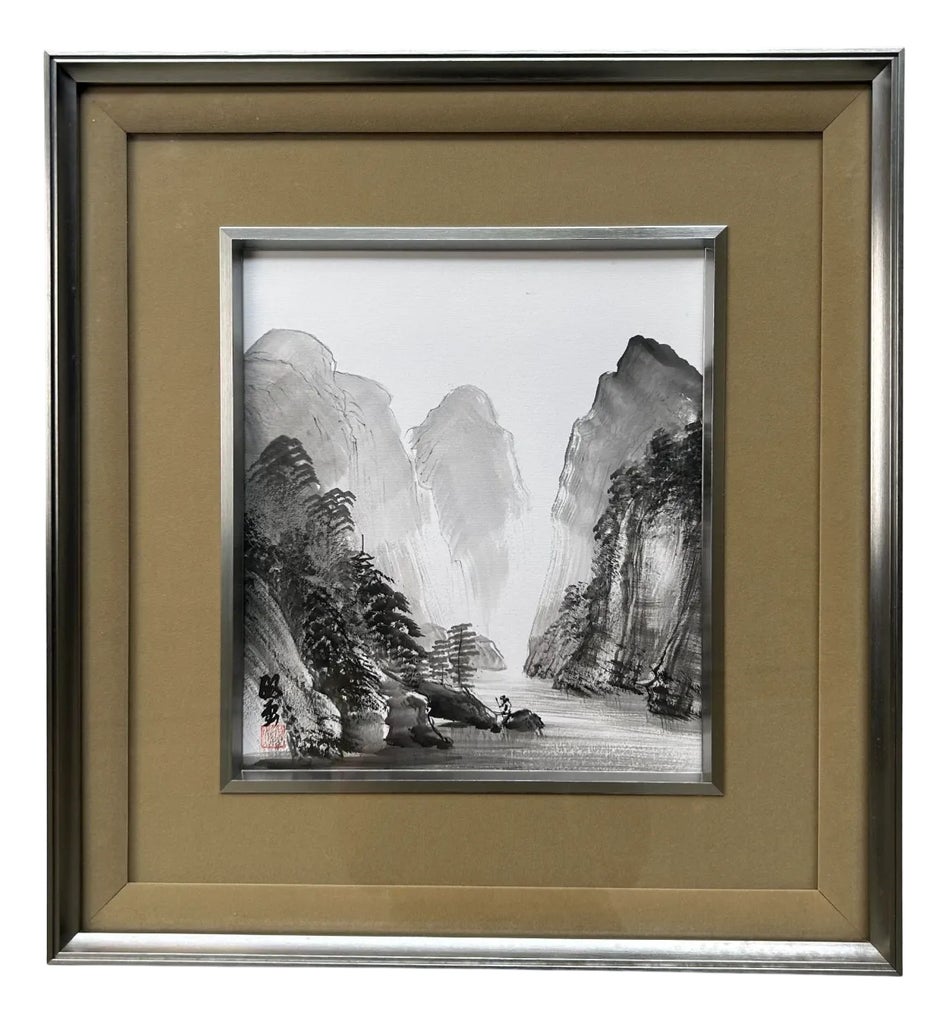 Shōshū, Traditional Japanese Landscape, 1960s, Ink Wash on