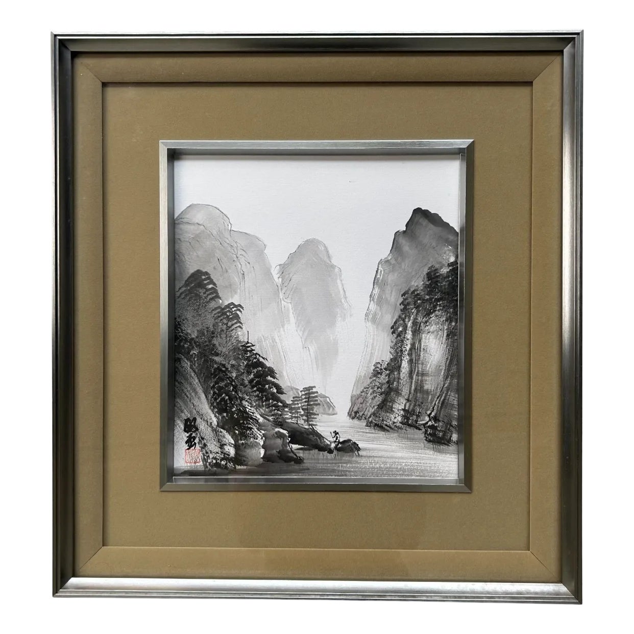 Shōshū, Traditional Japanese Landscape, 1960s, Ink Wash on