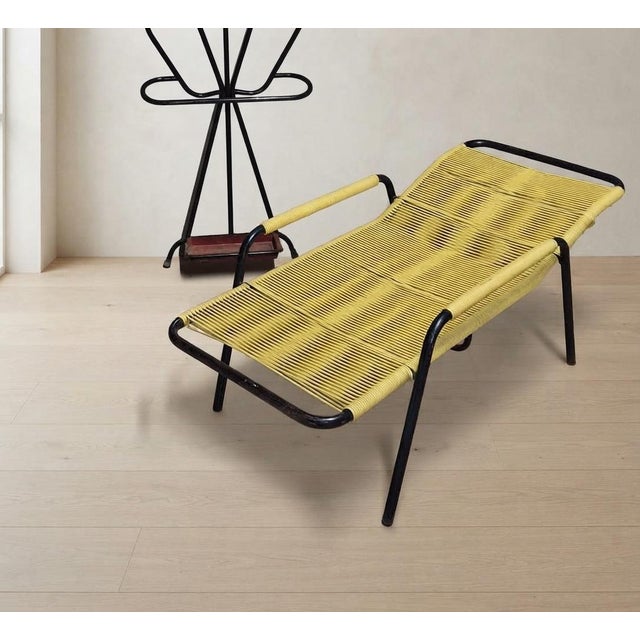 Metal Vintage Yellow Cord Lounge Chair in Tubular Metal, 1970s For Sale - Image 7 of 13