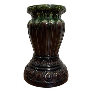 Antique Brush-McCoy Blended Glaze "Amaryllis" Majolica Pedestal For Sale