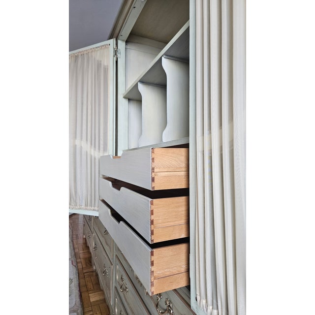 Green Mid 20th Century French Provincial Triple Armoire Wall Unit by Baker Furniture For Sale - Image 8 of 15