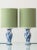 Vintage Royal Delft Blue Ceramic Table Lamps with New Green Silk Lampshades, Set of 2 For Sale - Image 12 of 12