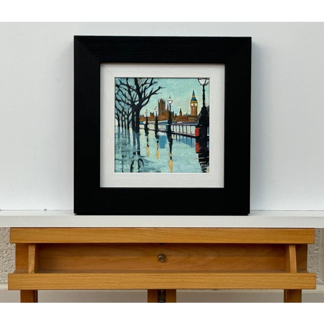 Angela Wakefield Angela Wakefield, Miniature Painting of Victoria Embankment London & Houses of Parliament in Rain, 2024 For Sale - Image 4 of 8