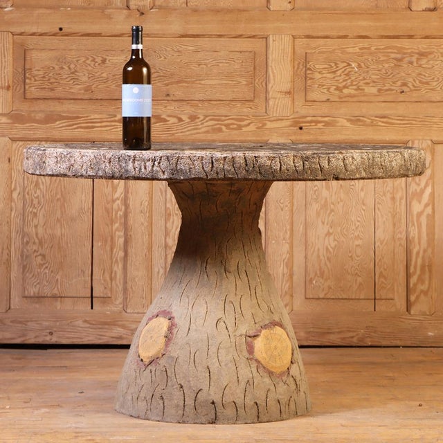 Mid-Century Modern French Cast Stone Faux Bois Garden Table, C. 1960 For Sale - Image 3 of 6