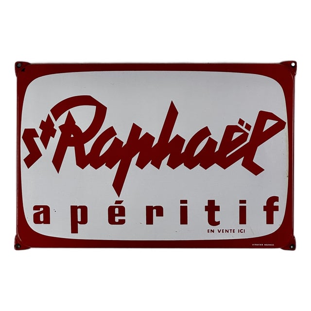 Large Vintage French Enamel Advertising Sign for St Raphaël Apéritif For Sale