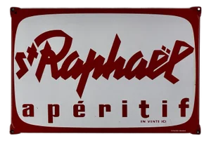 Large Vintage French Enamel Advertising Sign for St Raphaël Apéritif