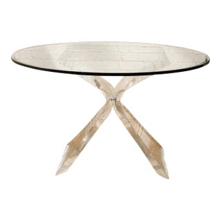 Vintage Lucite Sculptural Dining Table With Glass Top For Sale