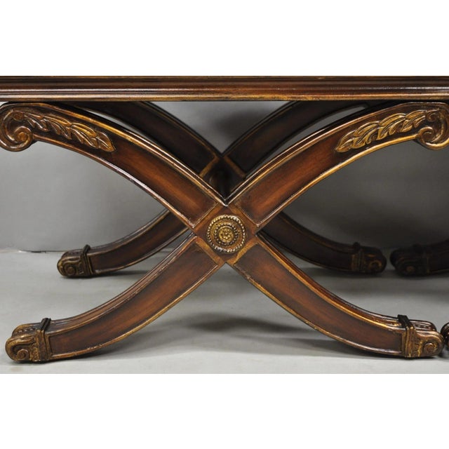 Ethan Allen Late 20th Century Ethan Allen Alexis X-Frame Regency Style Curule Footstool Stool Ottoman - A Pair For Sale - Image 4 of 12