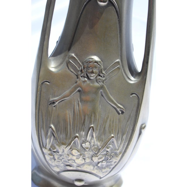 Art Deco Art Deco/Nouveau Pixies Silvered Bronze Vase For Sale - Image 3 of 7