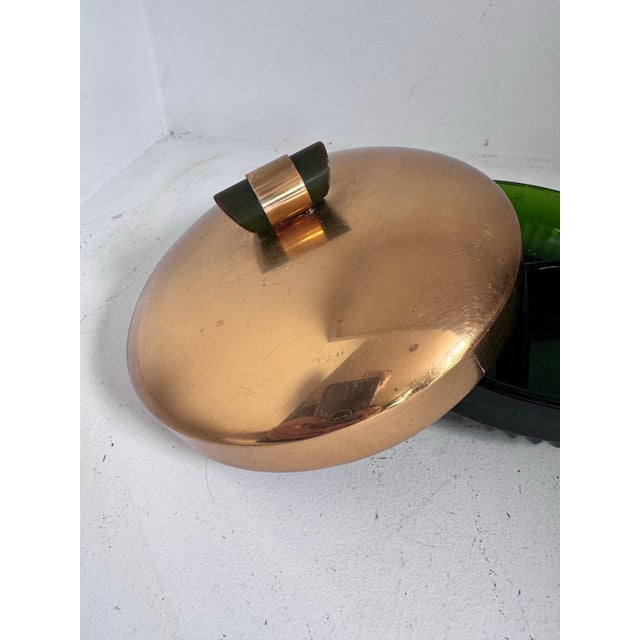 1940s Mid Century Modern Retro Starburst Green and Brass Divided Candy Dish For Sale - Image 4 of 12