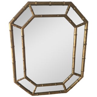 Hollywood Regency Faux Bamboo Octagon Mirror For Sale