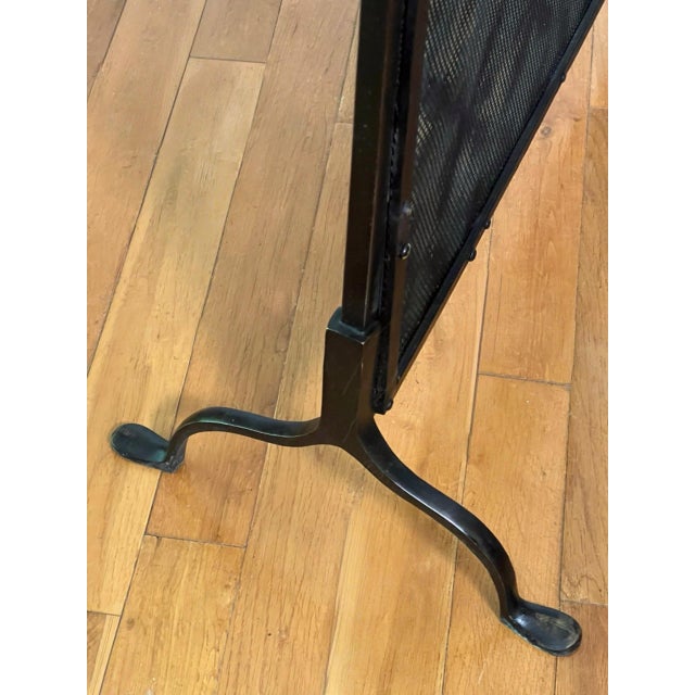 Arts and Crafts Cast Brass and Iron Fire Screen in Black, Single Panel, Early 20th C. For Sale - Image 10 of 13