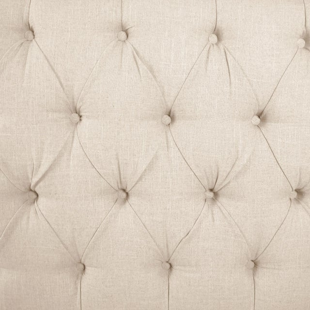 Contemporary Ivy Tufted Wingback Bed in Talc Classic Linen, Full For Sale - Image 3 of 8