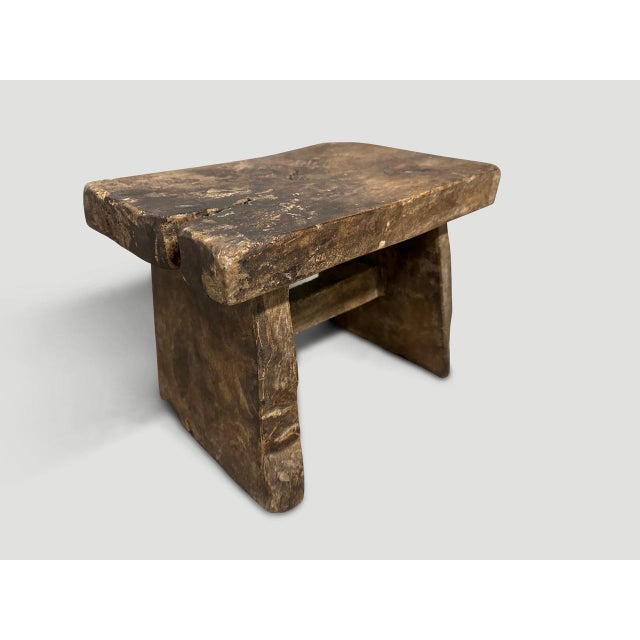 1950s Andrianna Shamaris Wabi Sabi Teak Wood Side Table or Stool For Sale - Image 5 of 5