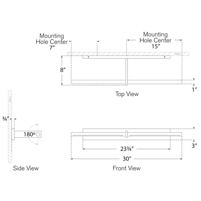 Axis 30" Picture Light in Bronze Designer: Kelly Wearstler Finish: Bronze Height: 3" Width: 30" Extension: 8" Backplate:...