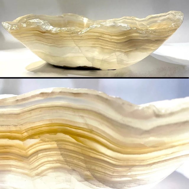 Gemstone Vintage Carved Onyx Live Edge Bowl For Sale - Image 7 of 12