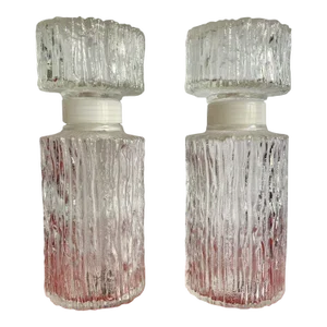 1960s Dbgm Bark Textured Glass Scandinavian Modern Style Retro Liquor Decanters- Set of 2